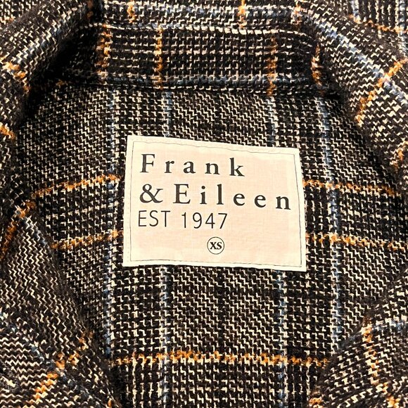 Frank & Eileen Gavin Long Shirt Jacket, Wool, Brown Orange Plaid, XS - Picture 2 of 12